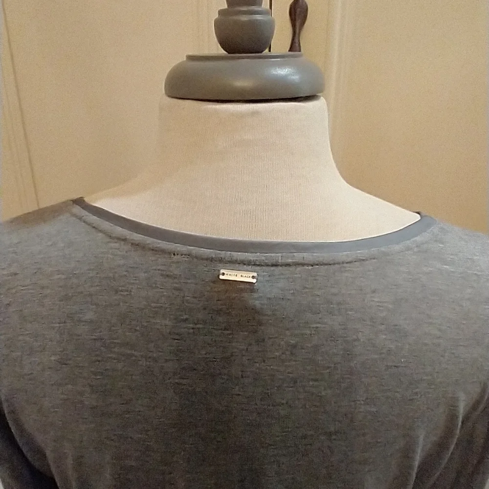 WHBM Gray Size L 95% rayon 5% spandex Long sleeved Lightweight Knit Shirt - Picture 3 of 8